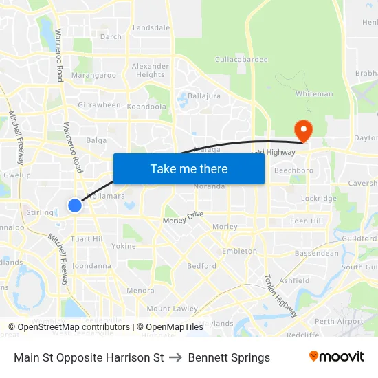 Main St Opposite Harrison St to Bennett Springs map