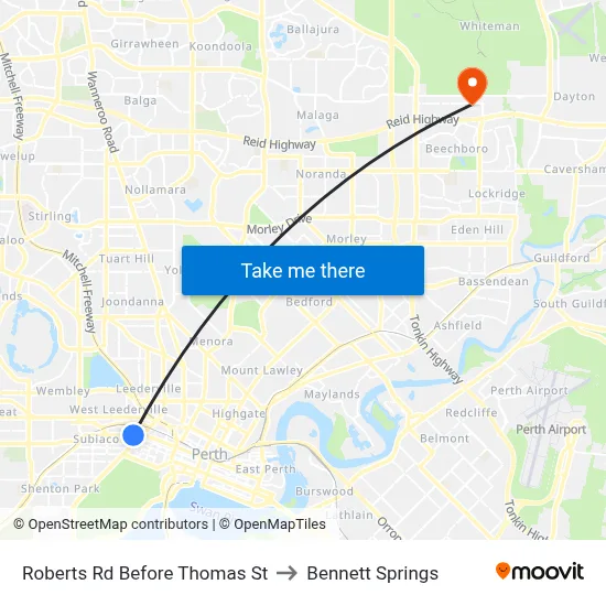 Roberts Rd Before Thomas St to Bennett Springs map