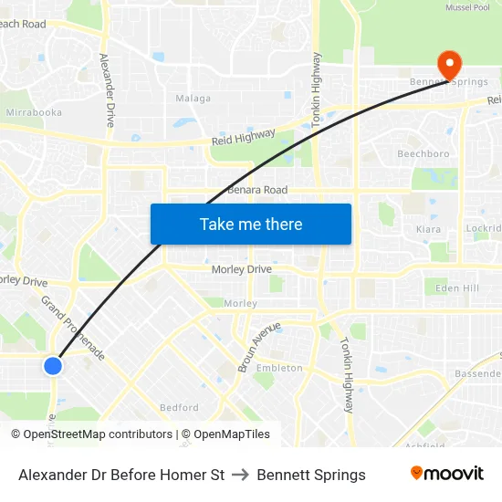 Alexander Dr Before Homer St to Bennett Springs map