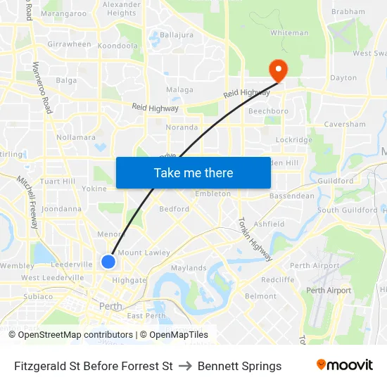 Fitzgerald St Before Forrest St to Bennett Springs map