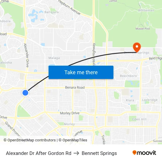 Alexander Dr After Gordon Rd to Bennett Springs map