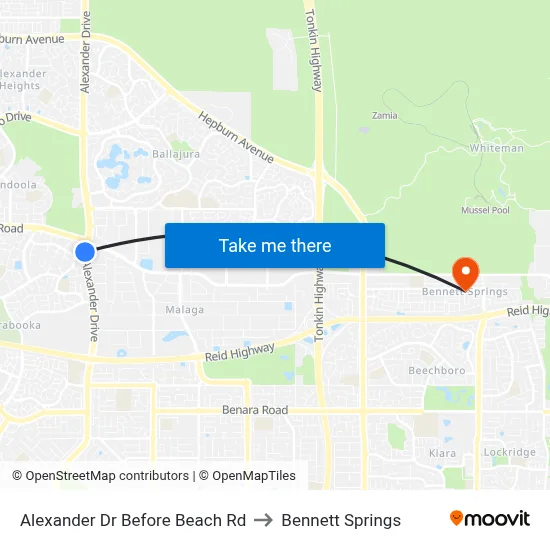 Alexander Dr Before Beach Rd to Bennett Springs map