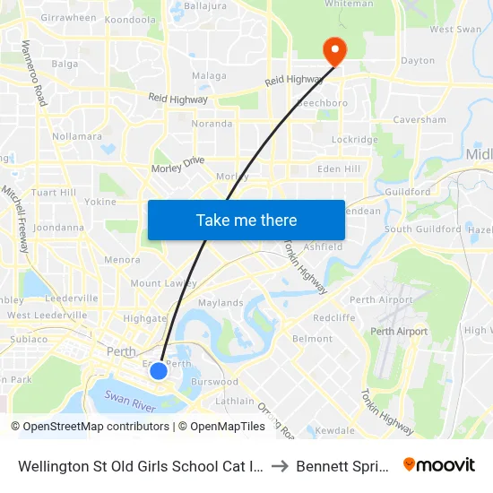 Wellington St Old Girls School Cat Id 52 to Bennett Springs map