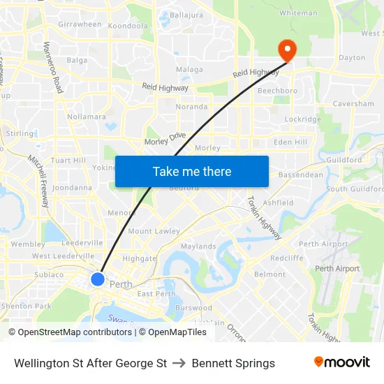 Wellington St After George St to Bennett Springs map