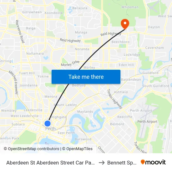 Aberdeen St Aberdeen Street Car Park Cat Id 9 to Bennett Springs map