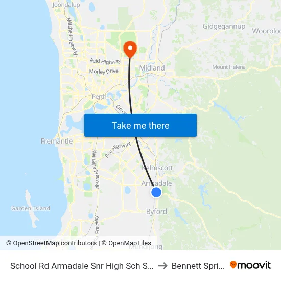 School Rd Armadale Snr High Sch Stand 2 to Bennett Springs map