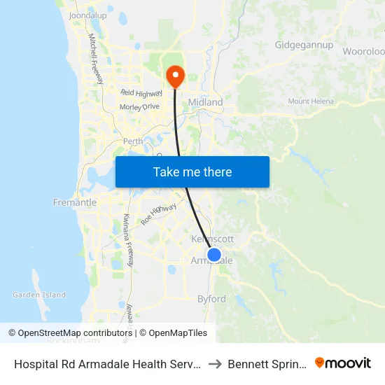 Hospital Rd Armadale Health Service to Bennett Springs map