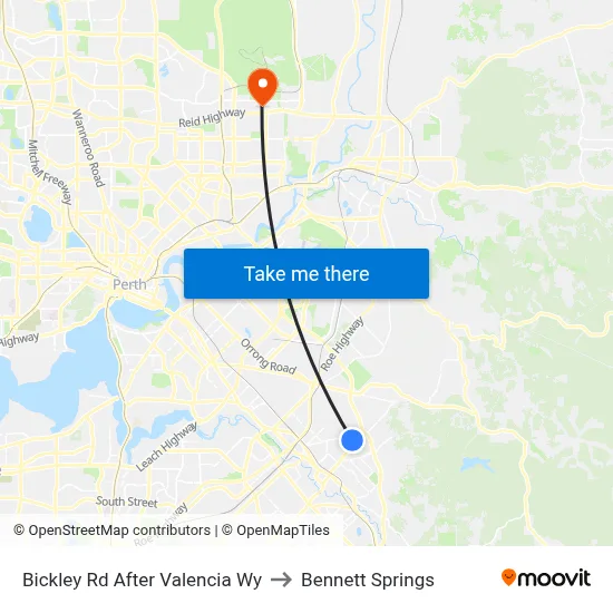 Bickley Rd After Valencia Wy to Bennett Springs map