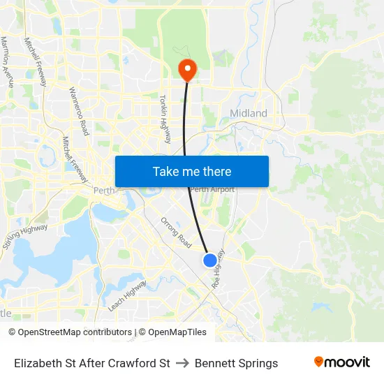 Elizabeth St After Crawford St to Bennett Springs map