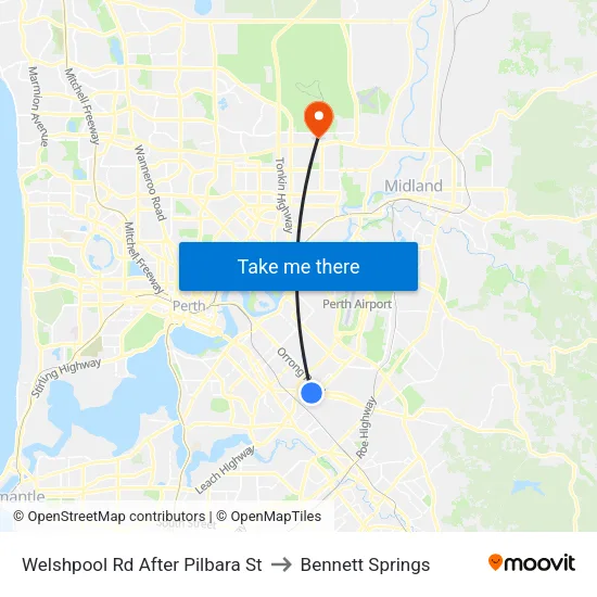 Welshpool Rd After Pilbara St to Bennett Springs map