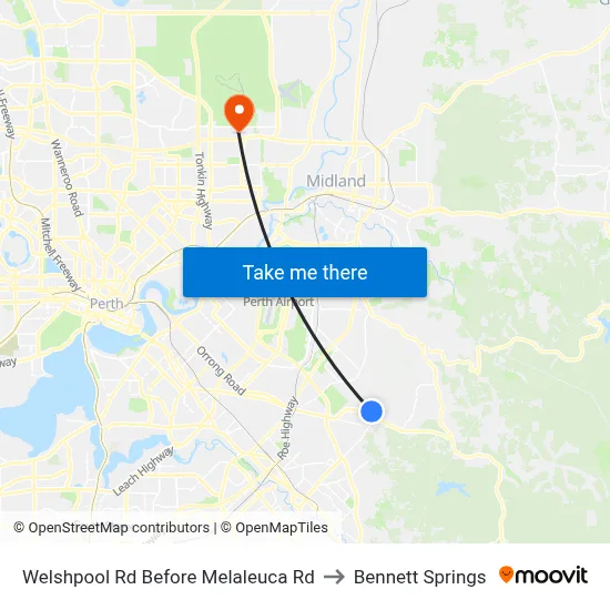 Welshpool Rd Before Melaleuca Rd to Bennett Springs map