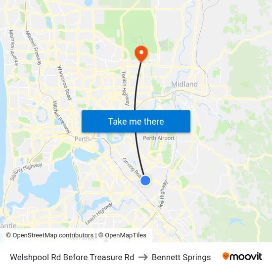Welshpool Rd Before Treasure Rd to Bennett Springs map