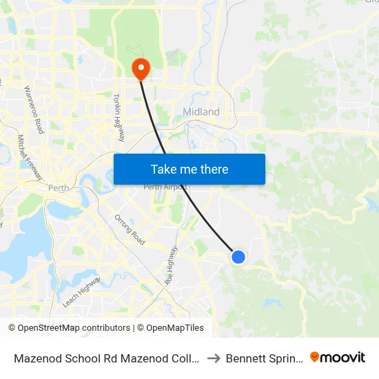Mazenod School Rd Mazenod College to Bennett Springs map