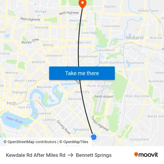 Kewdale Rd After Miles Rd to Bennett Springs map