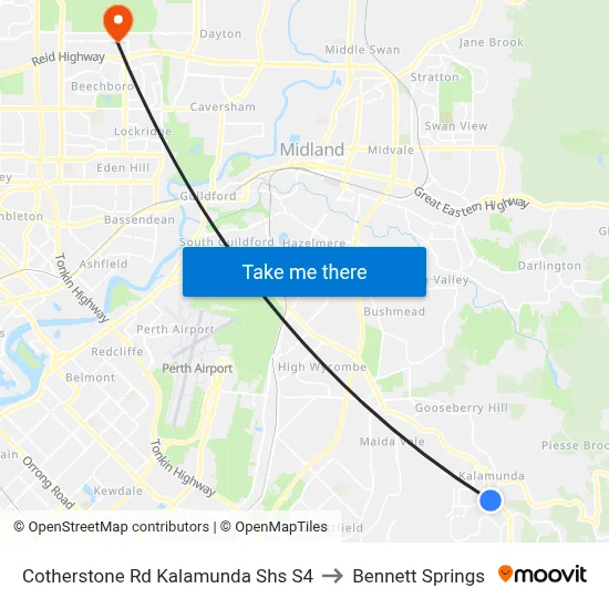 Cotherstone Rd Kalamunda Shs S4 to Bennett Springs map
