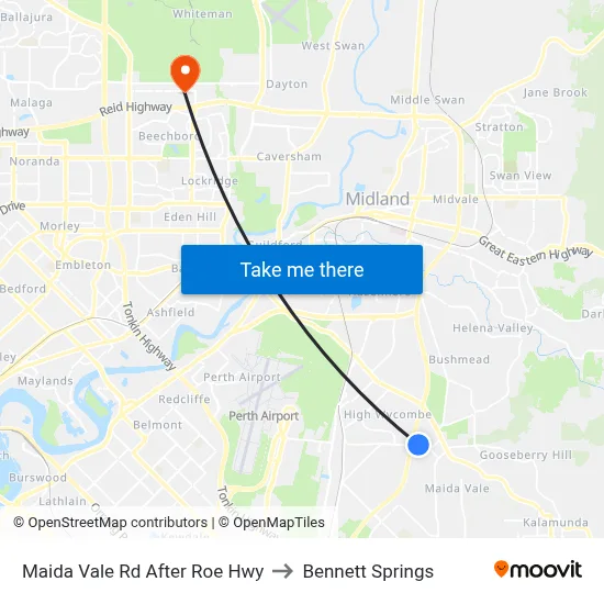 Maida Vale Rd After Roe Hwy to Bennett Springs map
