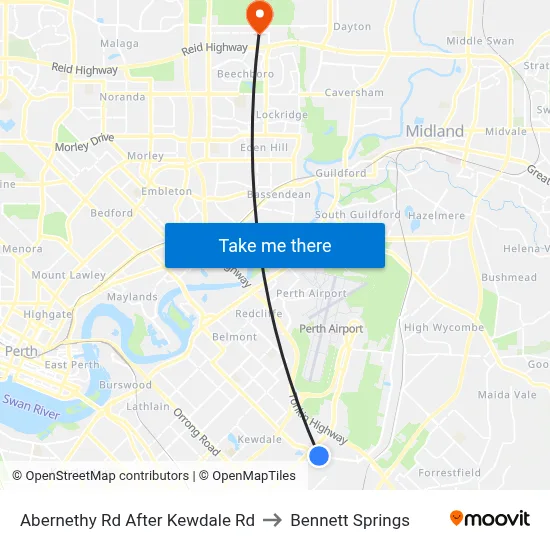 Abernethy Rd After Kewdale Rd to Bennett Springs map