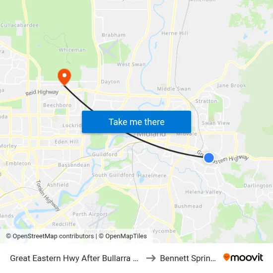 Great Eastern Hwy After Bullarra Rd to Bennett Springs map