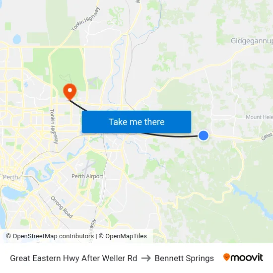 Great Eastern Hwy After Weller Rd to Bennett Springs map