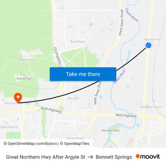 Great Northern Hwy After Argyle St to Bennett Springs map