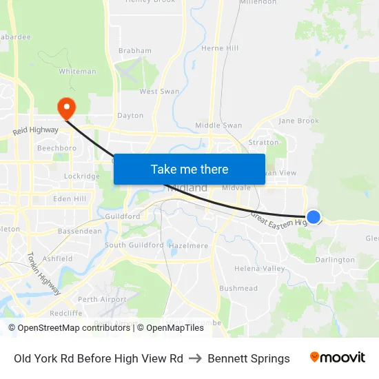 Old York Rd Before High View Rd to Bennett Springs map