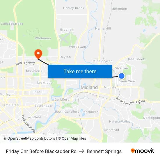 Friday Cnr Before Blackadder Rd to Bennett Springs map