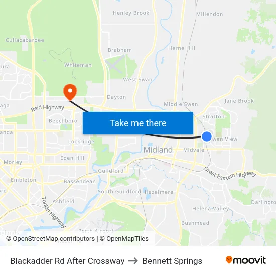 Blackadder Rd After Crossway to Bennett Springs map