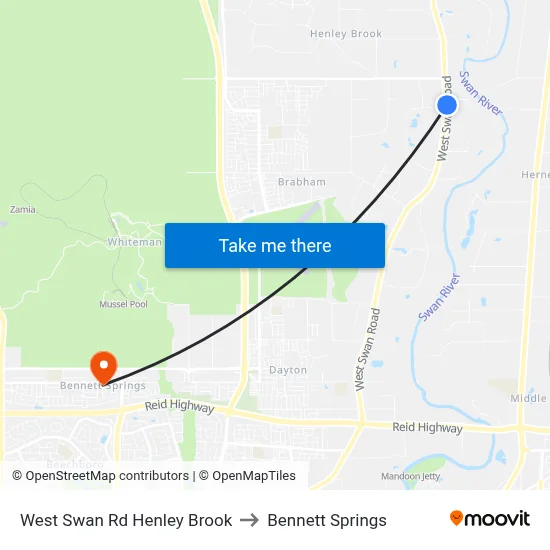 West Swan Rd Henley Brook to Bennett Springs map