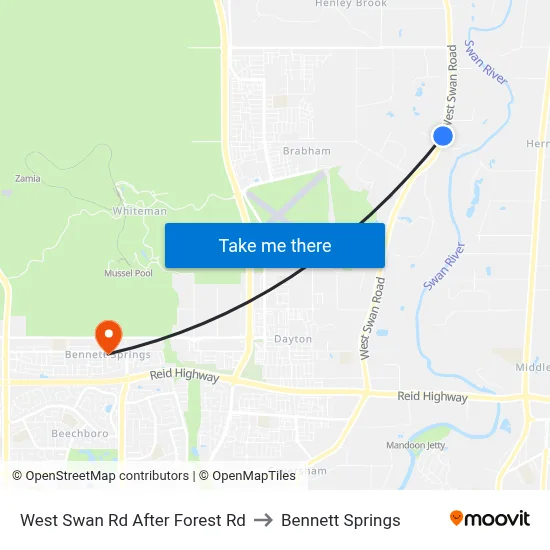 West Swan Rd After Forest Rd to Bennett Springs map