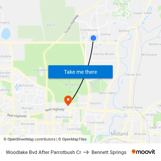 Woodlake Bvd After Parrotbush Cr to Bennett Springs map