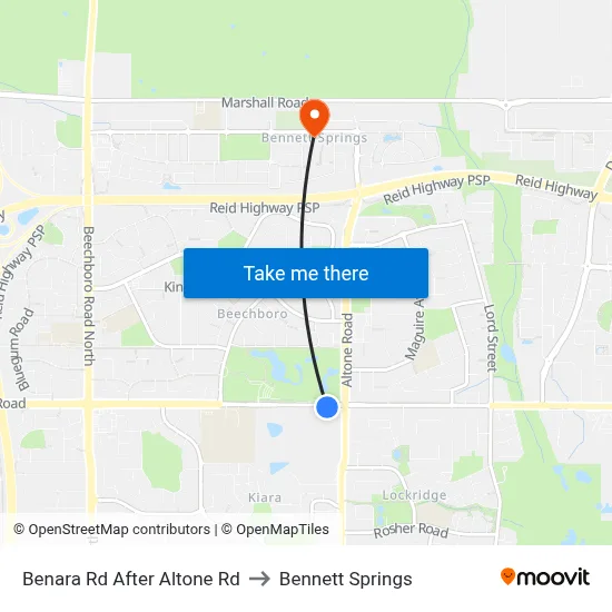Benara Rd After Altone Rd to Bennett Springs map