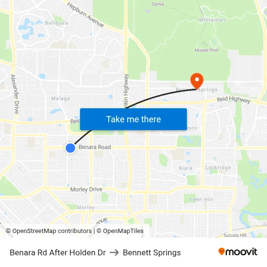 Benara Rd After Holden Dr to Bennett Springs map