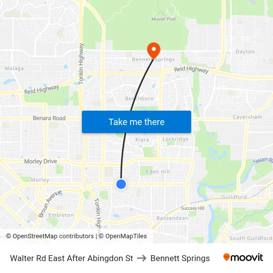 Walter Rd East After Abingdon St to Bennett Springs map