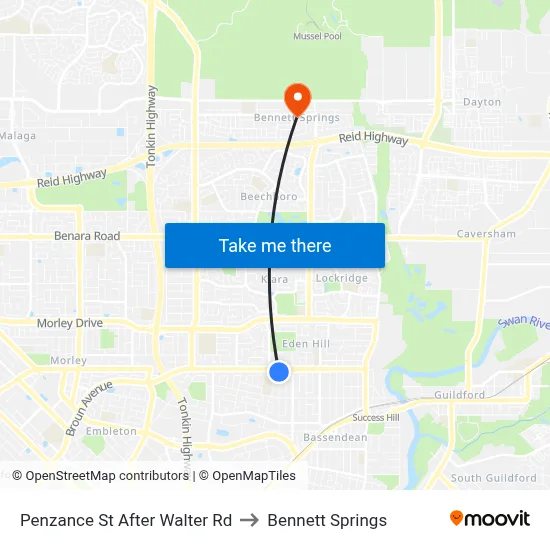 Penzance St After Walter Rd to Bennett Springs map