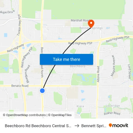 Beechboro Rd Beechboro Central Shop Ctr to Bennett Springs map