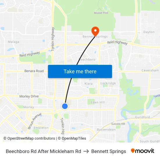 Beechboro Rd After Mickleham Rd to Bennett Springs map