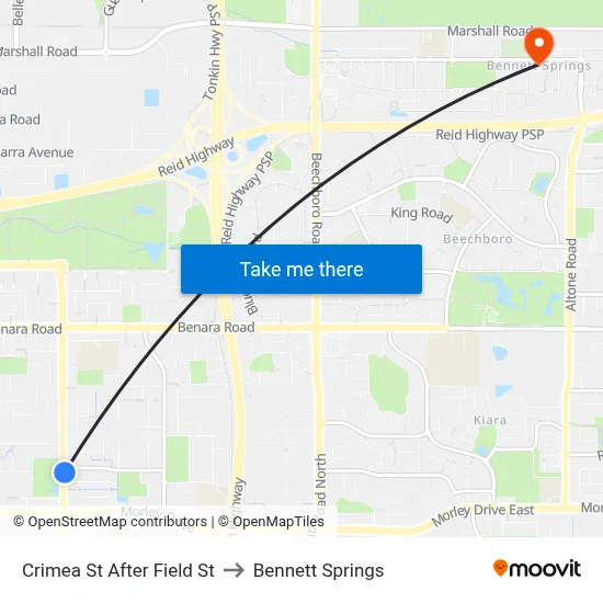Crimea St After Field St to Bennett Springs map