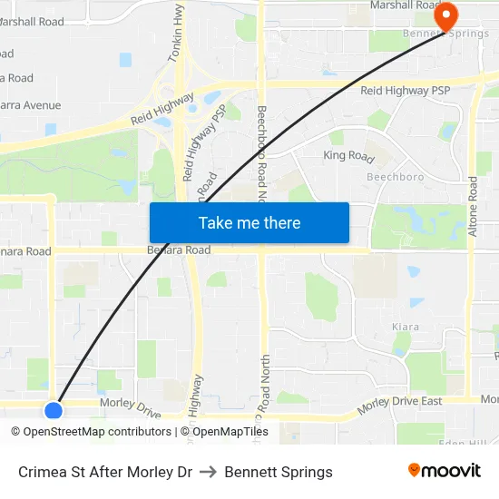 Crimea St After Morley Dr to Bennett Springs map