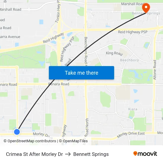 Crimea St After Morley Dr to Bennett Springs map