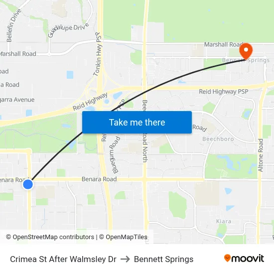 Crimea St After Walmsley Dr to Bennett Springs map