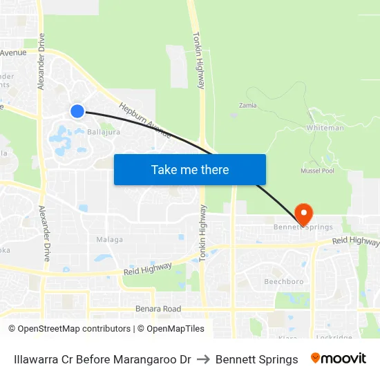 Illawarra Cr Before Marangaroo Dr to Bennett Springs map