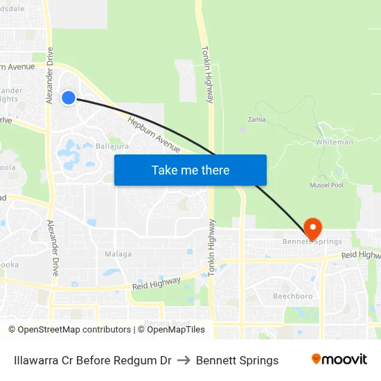 Illawarra Cr Before Redgum Dr to Bennett Springs map