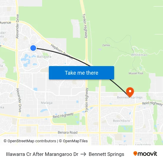 Illawarra Cr After Marangaroo Dr to Bennett Springs map