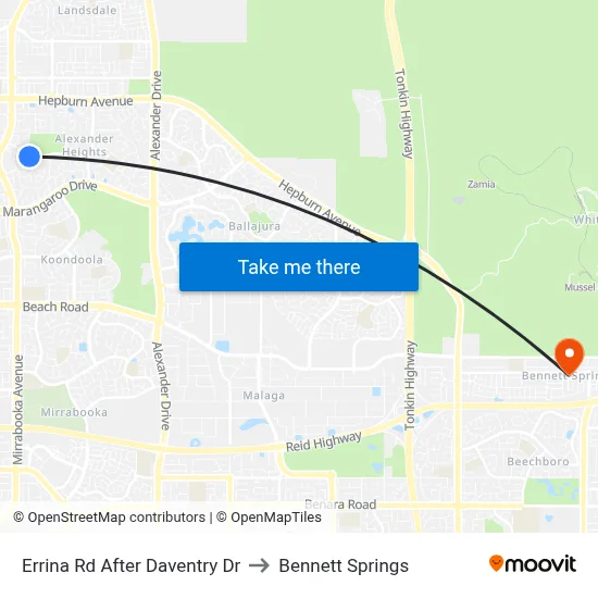 Errina Rd After Daventry Dr to Bennett Springs map