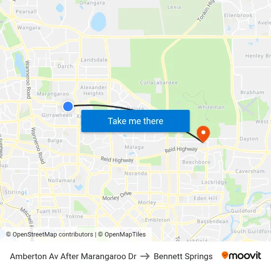 Amberton Av After Marangaroo Dr to Bennett Springs map