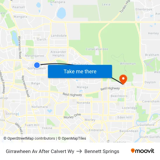 Girrawheen Av After Calvert Wy to Bennett Springs map