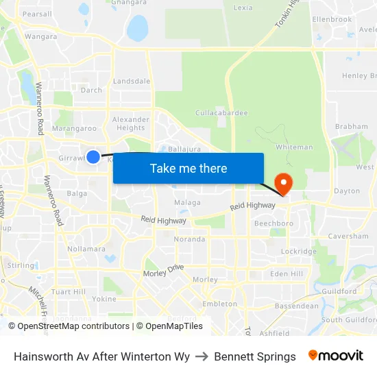 Hainsworth Av After Winterton Wy to Bennett Springs map
