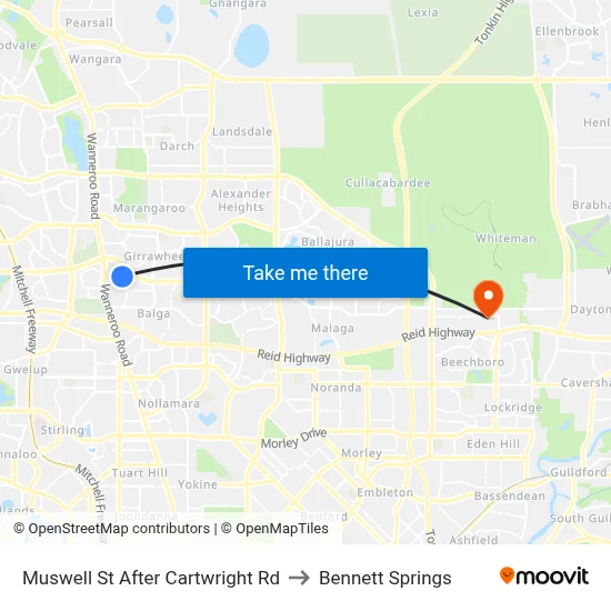Muswell St After Cartwright Rd to Bennett Springs map