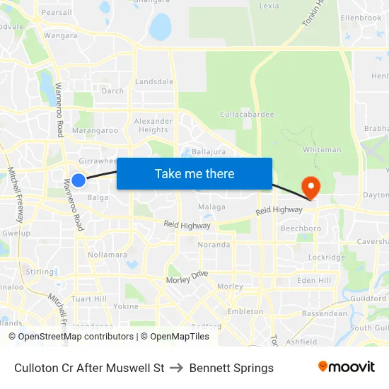 Culloton Cr After Muswell St to Bennett Springs map