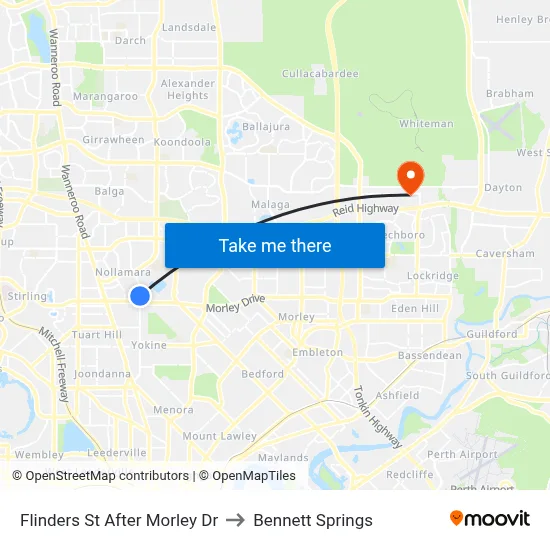 Flinders St After Morley Dr to Bennett Springs map